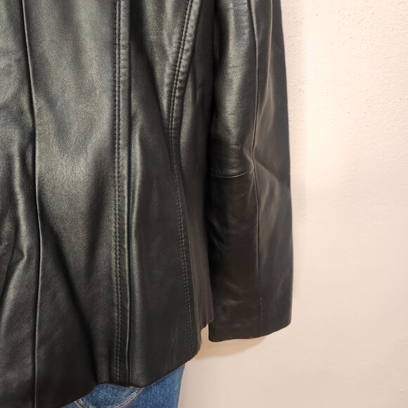 Kenneth Cole Reaction Authentic Leather Black Coat Size Large - Picture 6 of 12